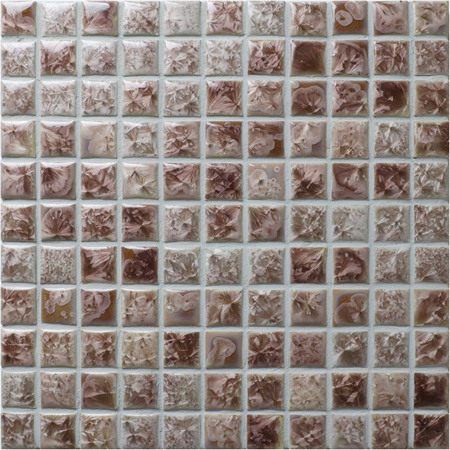 25x25mm Blossom Surface Square Glossy Porcelain Brown BCI911,Ceramic moasic, Ceramic mosaic tile, Decorative ceramic pool tile 