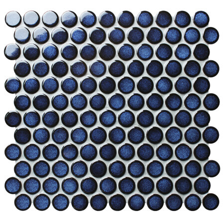 Bleu foncé BCZ624A,Carreaux de mosaïque ronde, mosaïque ronde bleu Penny, mosaïque circulaire ronde Penny