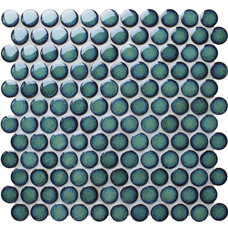 Diameter 28mm Penny Round Glossy Porcelain Dark Green BCZ923A,Penny round mosaic, Penny round mosaic tiles, Ceramic penny round mosaic
