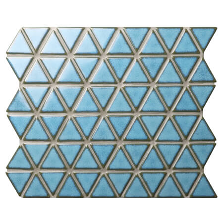 Triangle Blithe bleu BCZ627A,tuiles bleu clair de mosaïque, feuilles de tuile de mosaïque de porcelaine, tuiles bleues de regroupement pour la vente