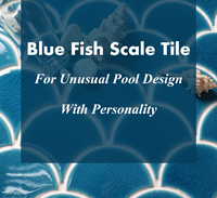 蓝色鱼鳞瓷砖不寻常的泳池设计与个性-蓝鱼鳞片瓷砖, 蓝鱼鳞片马赛克瓷砖, 鱼规模池瓦, 裂纹马赛克瓷砖