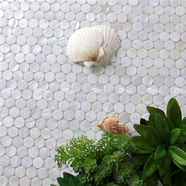 Concha Natural Rodada BOZ901E4,azulejo de concha de pérola, azulejo de mosaico de concha de pérola, mãe de azulejo de chuveiro de pérola