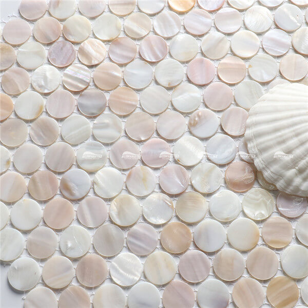 Concha Natural Rodada BOZ902E4,mãe de azulejo de moeda pérola, mãe de azulejos de parede de pérola, shell mosaico backsplash