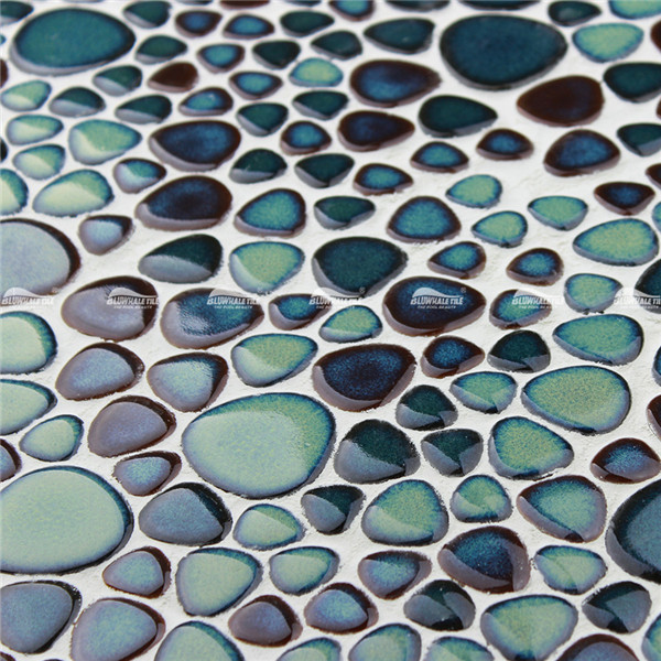 Teal Pebble BCZ006B1,pebble mosaic shower floor, pebble mosaic tile sale, pebble mosaic tile floor and decor