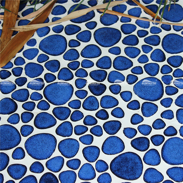 Pebble Tile Ceramic Blue BCZ609B1,pebble mosaic tile shower floor, blue pebble mosaic bathroom tiles, mini pebble mosaic tile