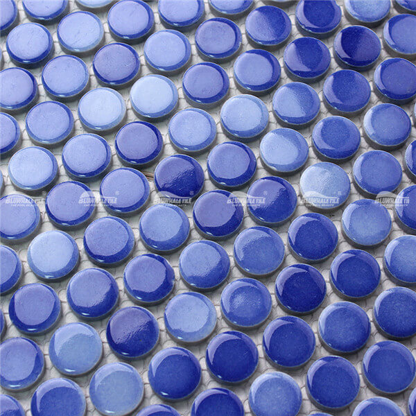 Penny Round BCZ001,tuile bleue de penny de cobalt, tuile de mosaïque pour la conception de mur de salle de bains, tuiles de mosaïque de salle de bains bleues