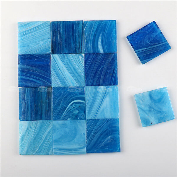 Hot Melt Bleu H52-H55-H56,tuile bleue de verre, tuile de verre irisée, salle de bains de tuile de verre