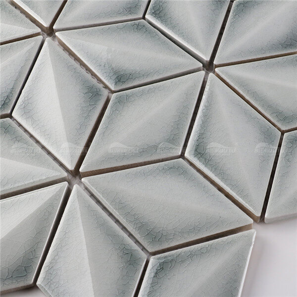 Rhombus ZBE2301,Tuile de mosaïque 3d, tuile de mosaïque de rhombus, tuiles grises de salle de bains de mosaïque