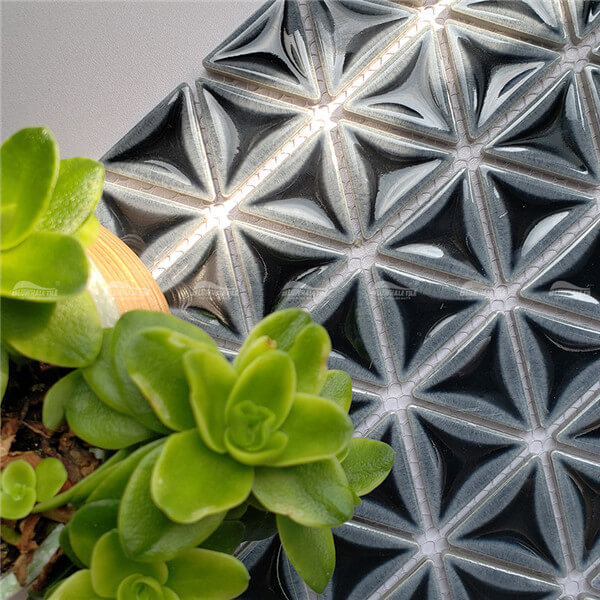 Concave Mini Star ZOB1103,dosseret de tuile de triangle, idées de mosaïque de mosaïque de douche de salle de bains, magasin de fournitures de piscine