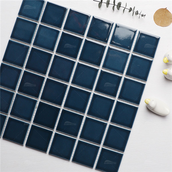 48x48mm Square Glossy Crystal Glazed Porcelain Blue KOA2702,2x2 blue pool tile, waterline pool tile company, blue mosaic bathroom tiles