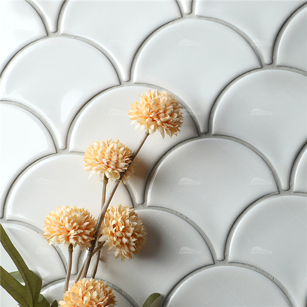 Fish Scale ZGA2201,white fan tile, white fish scale tile bathroom, pool tile wholesale