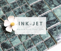 New Things: 2 Styles Marble Pattern Dark Green Pool Tiles-pool blog, pool tile shop, green marble look mosaic tile