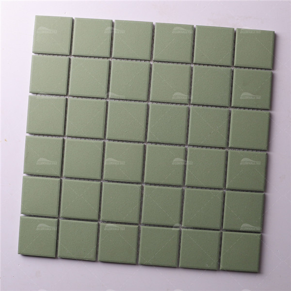 48x48mm Square Full Body Unglazed Olive Green KOF6702,tile supplier,green full body mosaic,green mosaic bathroom floor tiles