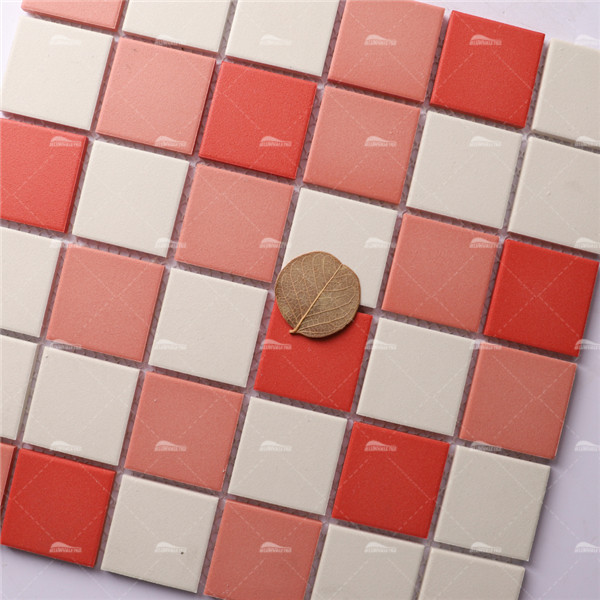 48x48mm Square Full Body Unglazed Mixed Red KOF6004,tile wholesale,mix red unglazed mosaic,red mix porcelain mosaic tiles