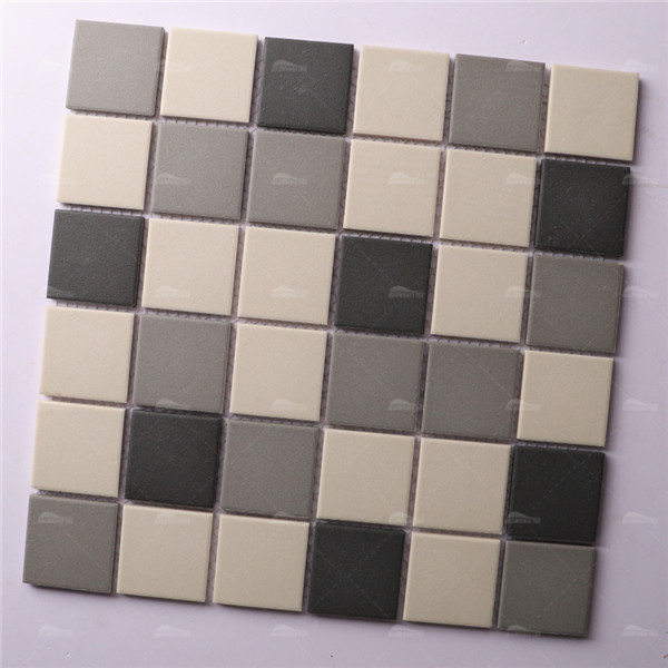 48x48mm Square Full Body Unglazed Mixed White and Black KOF6006,tile wholesale,mix gray unglazed mosaic,matt floor mosaic,unglazed porcelain floor mosaic tile