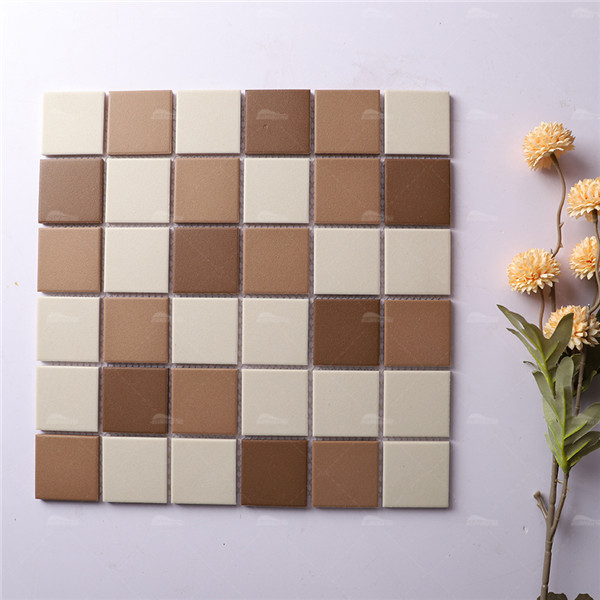 48mm Full Body Unglazed KOF6009,tile wholesale,mix brown unglazed mosaic,2x2 unglazed mosaic tile