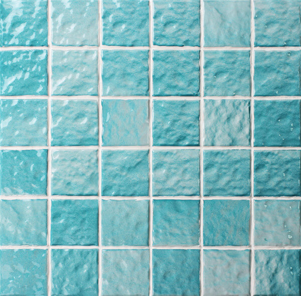 48x48mm Ripple Surface Square Porcelain Green BCK705,Mosaic Tile, Ceramic Mosaic, Green Pool Mosaic Wholesale