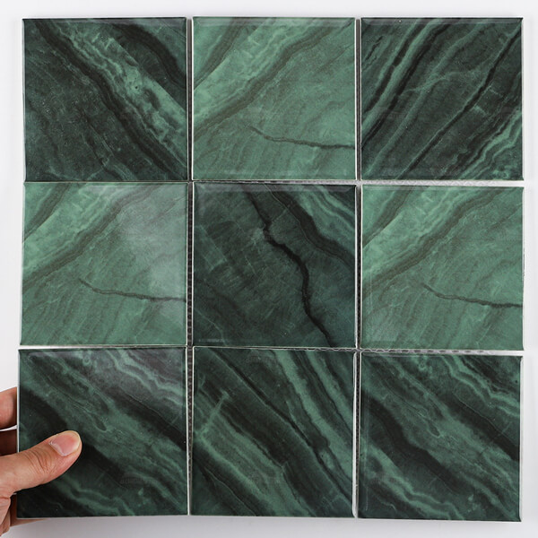 97x97mm Square Porcelain Marble Look Ink-Jet MGF8701,dark green pool tile, square mosaic tile, swimming pool tiles for sale
