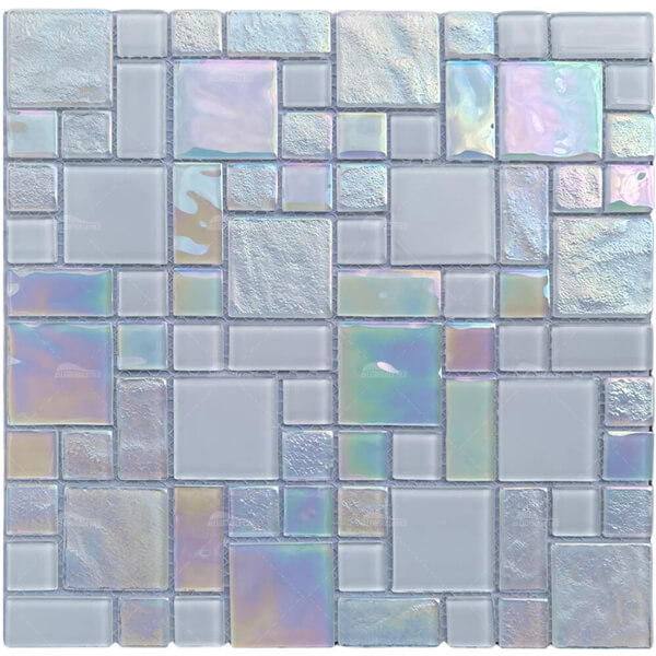 Iridescent Glass Tile GZOF5901,white iridescent pool tile, iridescent glass mosaic pool tile, tile wholesale
