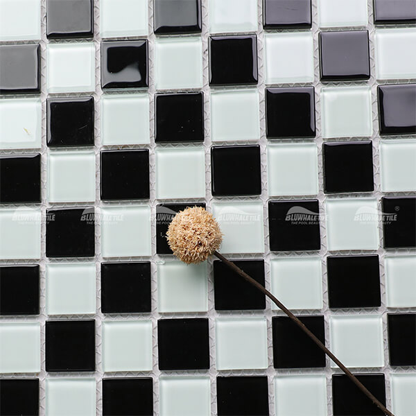 Crystal Glass Black BGI020F2,glass pool tiles,black mosaic pool tile,black and white mosaic tiles,pool tile mosaics wholesale