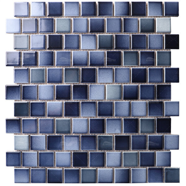 1x1 Staggered Square Blue Glazed IGA1903,swimming pool tiles,staggered square pool tile,swimming pool mosaic tiles suppliers