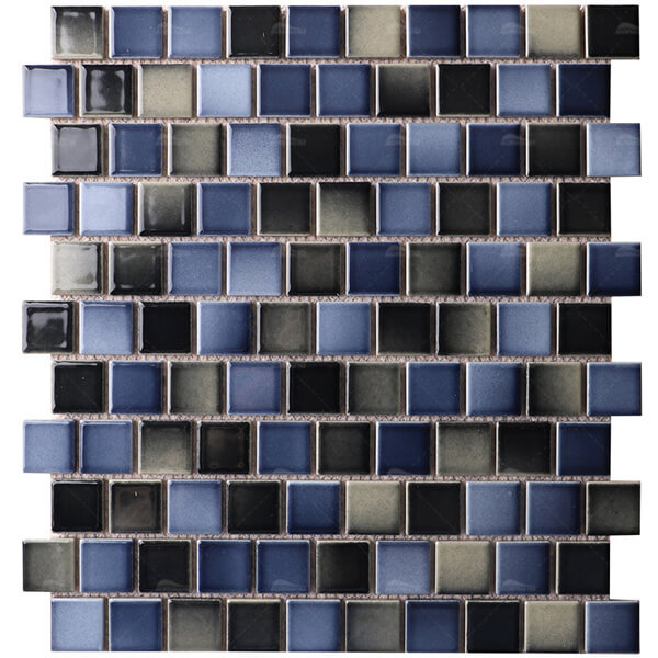1x1 Staggered Square Glossy Porcelain Gradient Blue IGA1901,swimming pool tiles,staggered square tile,pool tile price