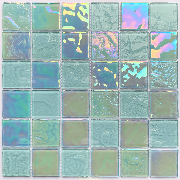 48x48mm Square Crystal Glass Iridescent Aqua Green GKOL1604,glass pool tiles,iridescent pool tiles,swimming pool tile price