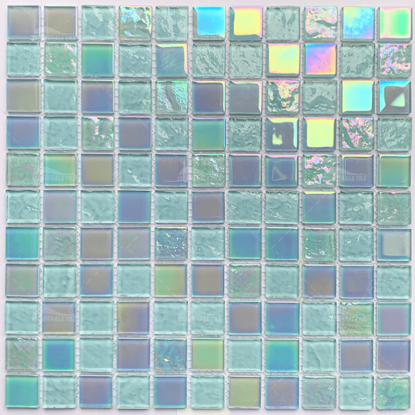 25x25mm Square Crystal Glass Iridescent Aqua Green GIOL1605,glass pool tiles,iridescent glass mosaics,glass mosaic supplier