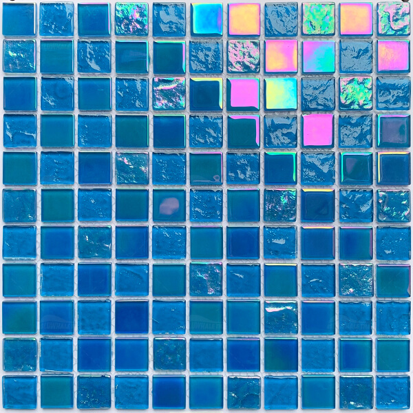 25x25mm Square Crystal Glass Iridescent Blue GIOL1606,pool mosaic,blue glass pool tiles,wholesale swimming pool tiles