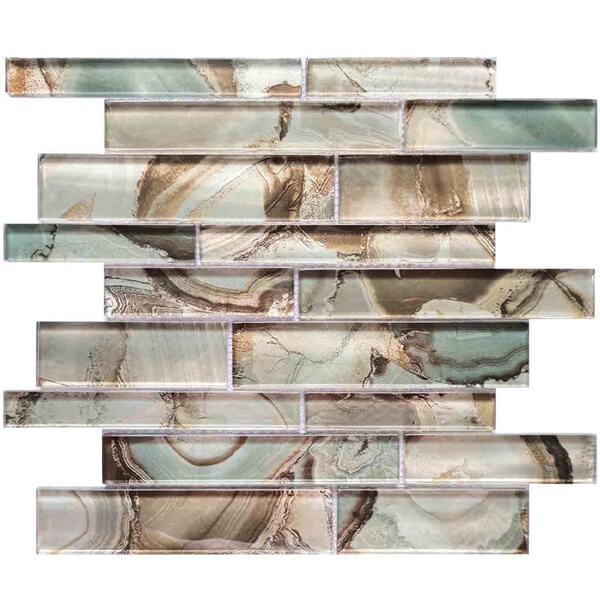 Mixed Size Linear Shape Laminated Glass GZOJ9915,glass mosaic,glass wall tile for bathroom,glass mosaic tiles price philippines