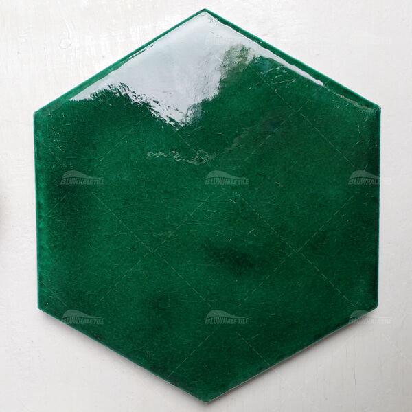 150x170mm Hexagon Ice Crackle Glazed Ceramic Dark Green ZBF1703,hexagon tile,tile hexagonal,green hexagon tile,pool tile companies