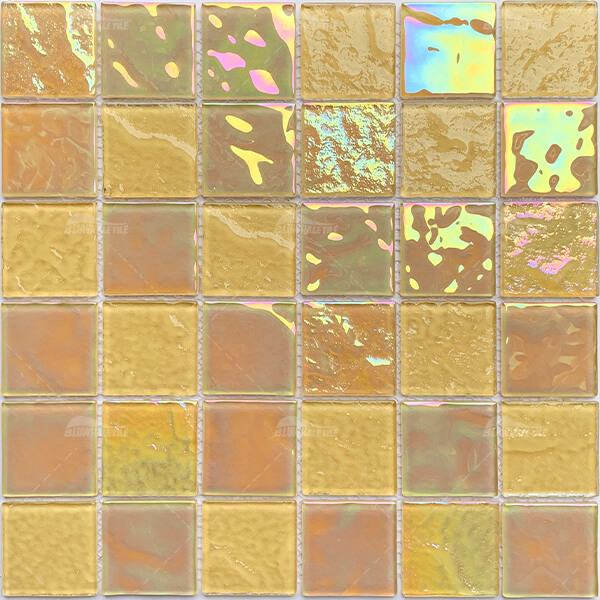 48x48mm Square Crystal Glass Iridescent Tangerine GKOL1502,glass pool tile,glass mosaic tiles for swimming pool,pool tile for sale