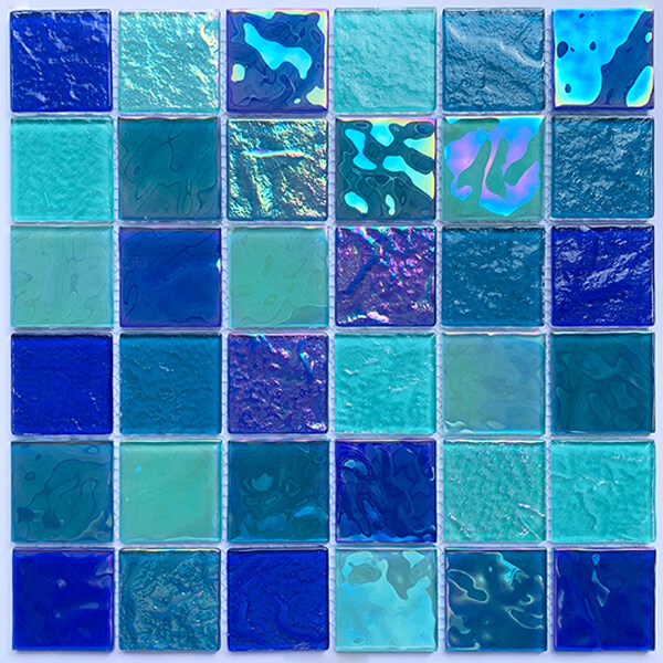 2x2 Crystal Glass Iridescent Blend Blue GKOL1001,pool swimming tile,glass tile swimming pool,pool mosaic tiles price