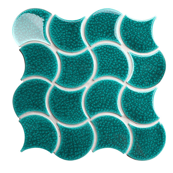 Fish Scale Wave Pattern Emerald Green BCZ715-B,fish scale tiles,fish scale pool tile,mosaic tile supplier