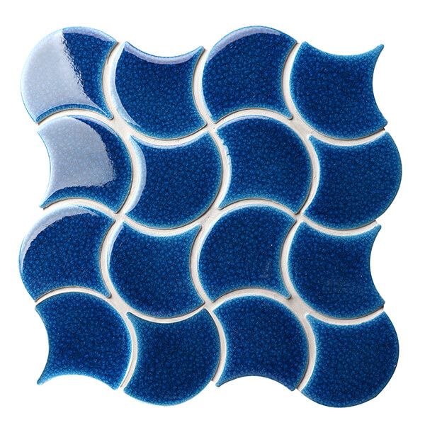 Fish Scale Wave Pattern Dark Blue BCZ632-B,porcelain pool tiles,moroccan fish scale tiles,fish scale mosaic