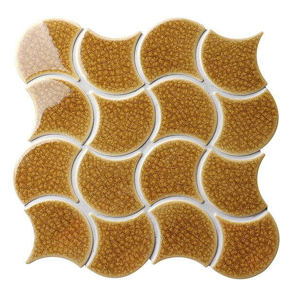 Fish Scale Wave Pattern Brown BCZ937-B,fish scale mosaic tiles，fan mosaic tile，ceramic mosaic tile suppliers