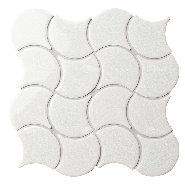Fish Scale Wave Pattern White BCZ210-B,mosaic tiles supplier，fan shaped mosaic tiles，fish scale white tile