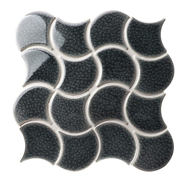 Fish Scale Wave Pattern Dark Gray BCZ316-B,fishscale tiles,tile fish scale,mosaic wholesale supplies