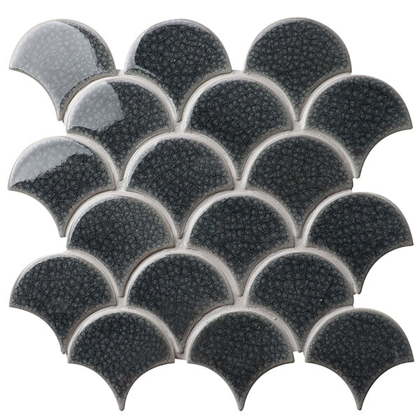 Fish Scale Dark Gray BCZ316,tile fan,mosaic fish scale tile,bathroom fish scale tiles