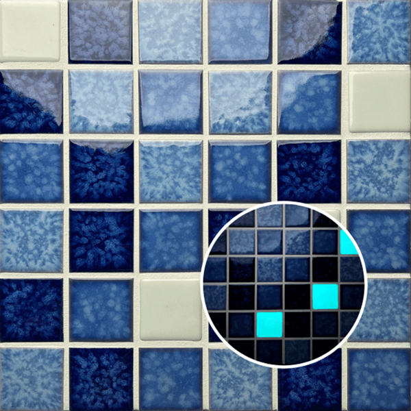 48*48mm Square Porcelain Glow in the Dark Blue KOH6009,tiles swimming pool, glow tiles for pools, pool glow in the dark tiles