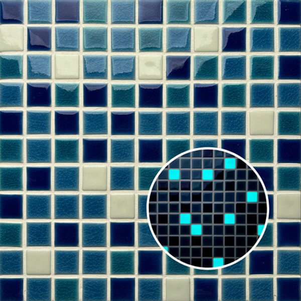 25*25mm Square Porcelain Glow in the Dark Blue IOH6002,pool tiles, glowing pool tiles, mosaic tiles suppliers