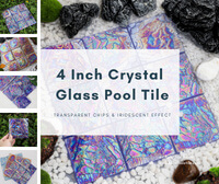 Transparent Chips & Iridescent Effect: 4 Inch Crystal Glass Pool Tile-glass mosaics, pool tile mosaic glass, glass mosaic tile for swimming pools, glass pool tile for sale