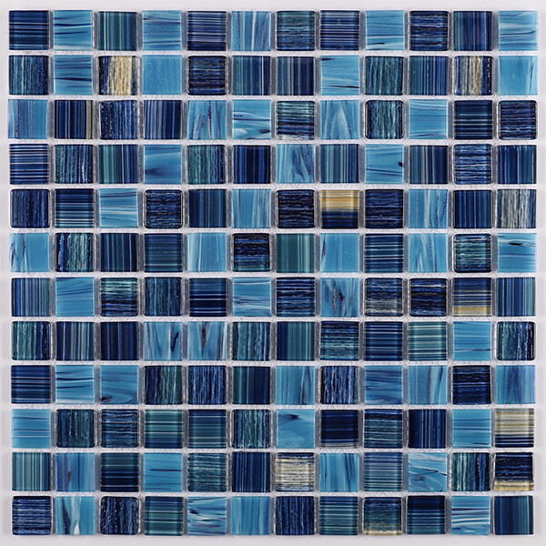 23x23mm Square Crystal Glass Mixed Blue GHOL1001,glass pool tile, cheap pool tiles, the pool tile shop