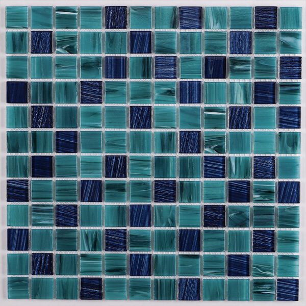 23x23mm Square Crystal Glass Aqua Green Mixed Blue GHOL1005,swimming pool mosaic, swimming pool wall tiles, swimming pool mosaic tiles china