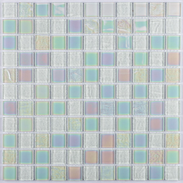 25x25mm Square Crystal Glass Iridescent White GIOL1201,pool tiles mosaic,white glass pool tiles,swimming pool tile prices