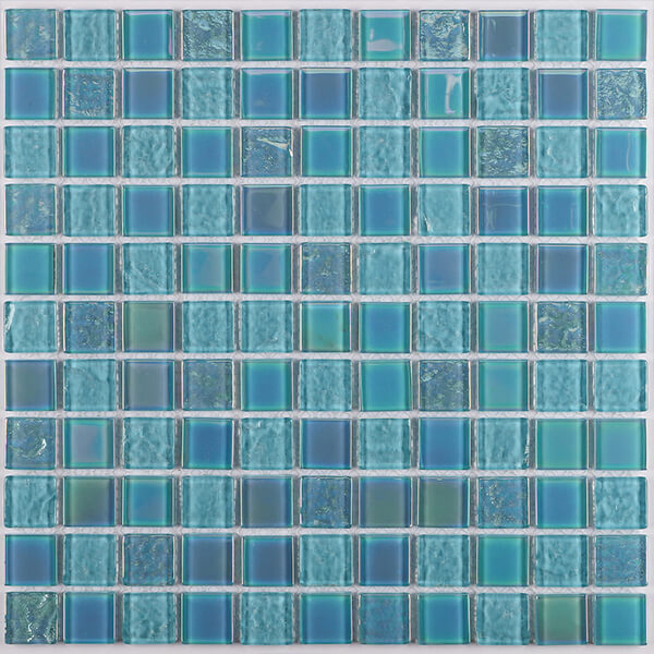 25x25mm Square Crystal Glass Iridescent Baby Blue GIOL1602,glass pool tile, sky blue pool tile, swimming pool tiles designs