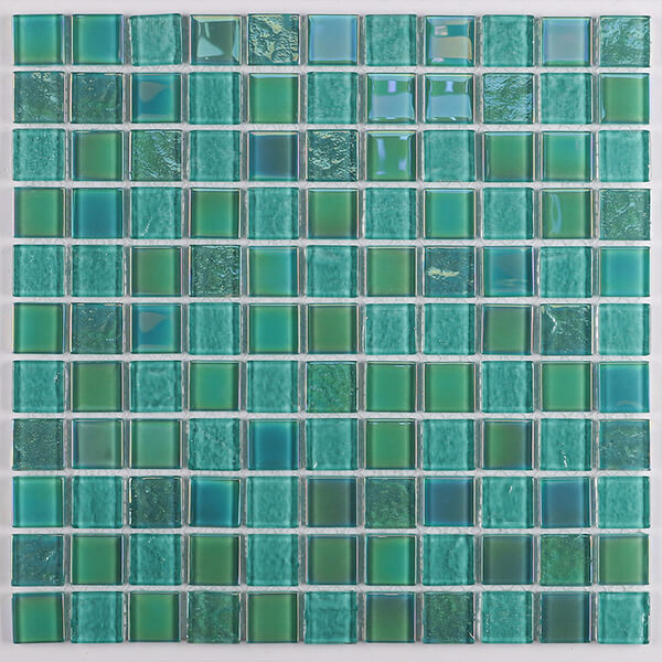 25x25mm Square Crystal Glass Iridescent Aqua Green GIOL1701,glass pool tile, green tiles pool, spa tiles pool