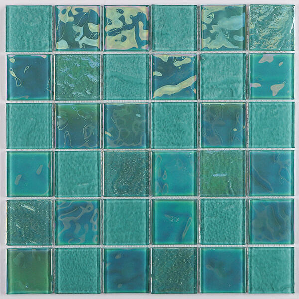 48x48mm Square Crystal Glass Iridescent Aqua Green GKOL1701,glass pool tile, green pool tiles, buy pool tile