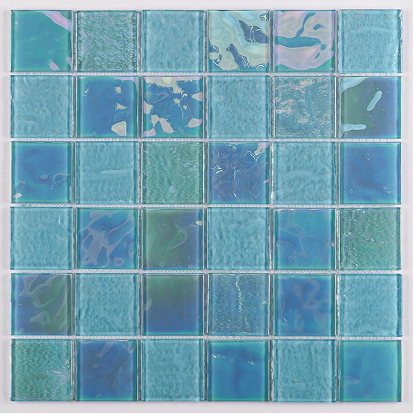 48x48mm Square Crystal Glass Iridescent Baby Blue GZOL1603,glass pool tile, luxury pool tiles, swimming pools tiles designs