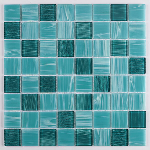 36x36mm Square Crystal Glass Mixed Aqua Green GZOL1701,glass pool tile, mosaics for pool, blue mosaic pool tile